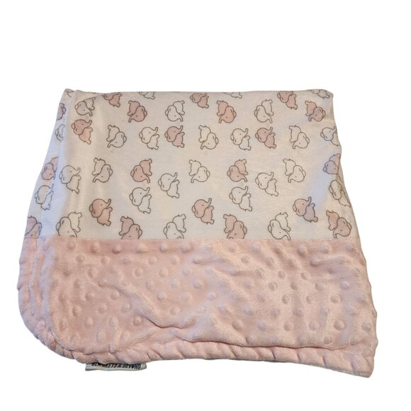 Blankets and Beyond baby blanket Pink White Elephant minky dot - Picture 1 of 4